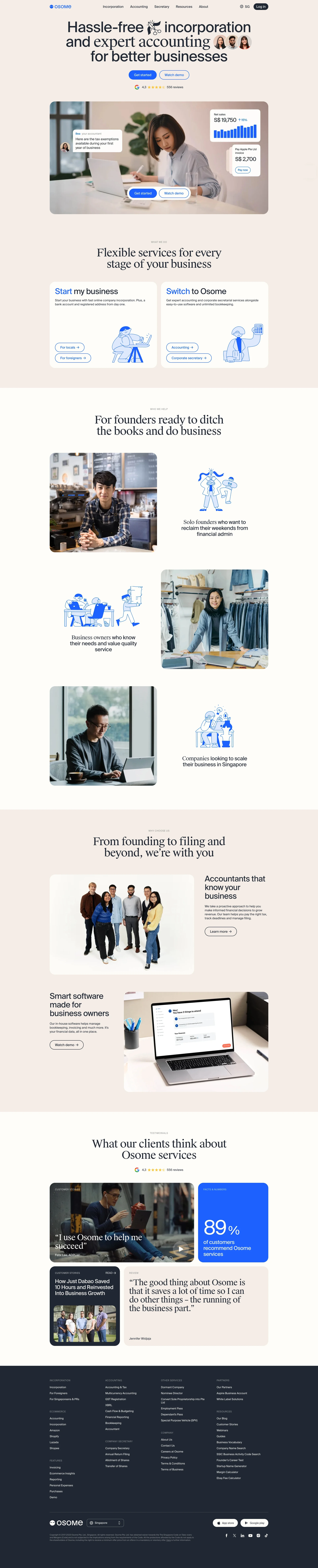 Osome landing page in a laptop mockup