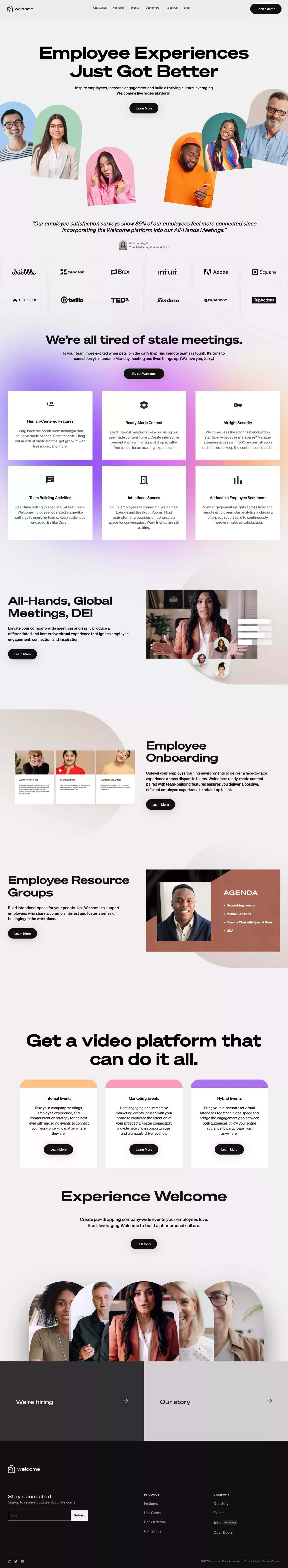 Welcome landing page in a laptop mockup