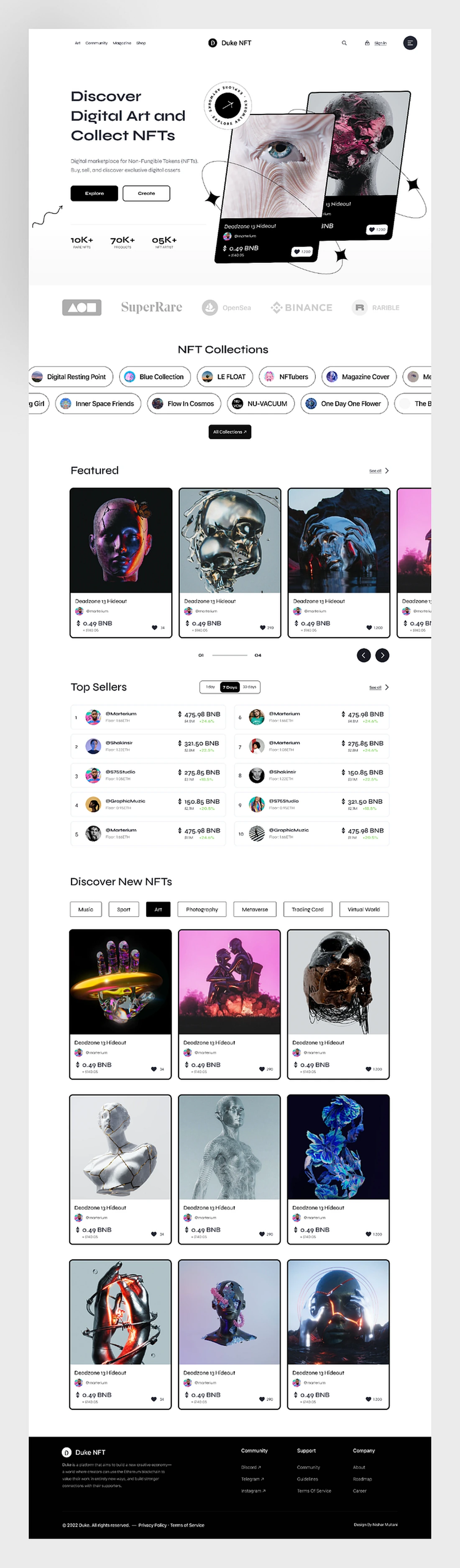NFT Marketplace landing page in a laptop mockup
